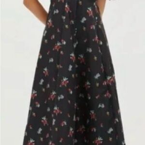 Hill House Black Floral Maxi Dress (new, never worn)